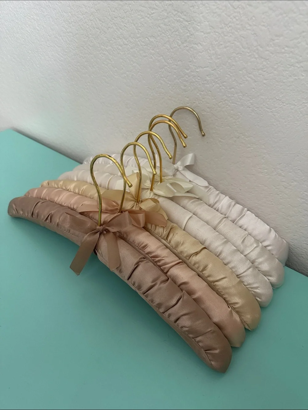 Satin padded heavy duty hangers-set of 6ct. in natural ombré colors-brand new.